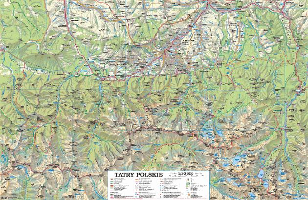 pomniejszona mapa Tatr Polskich